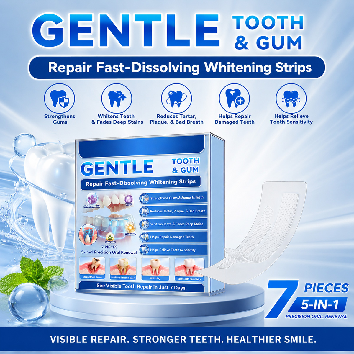 Teeth Whitening Results - 歯のホワイトニングシート、速効性7日間で効果を実感、歯垢、着色汚れを除去、コーヒー、紅茶、喫煙による汚れにも安全、口腔ケア