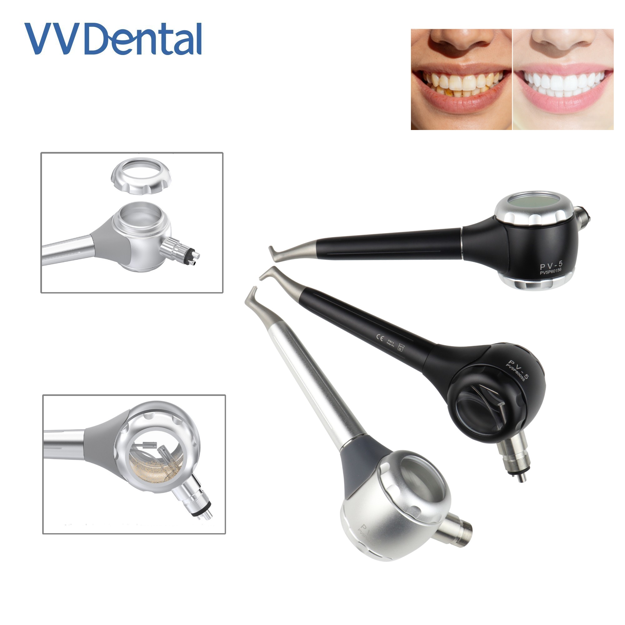 Teeth Whitening Usa - VV デンタル 2/4 穴歯ホワイトニングサンドブラストガン両面透明窓取り外し可能なカバー研磨アルミナポリッシャー
