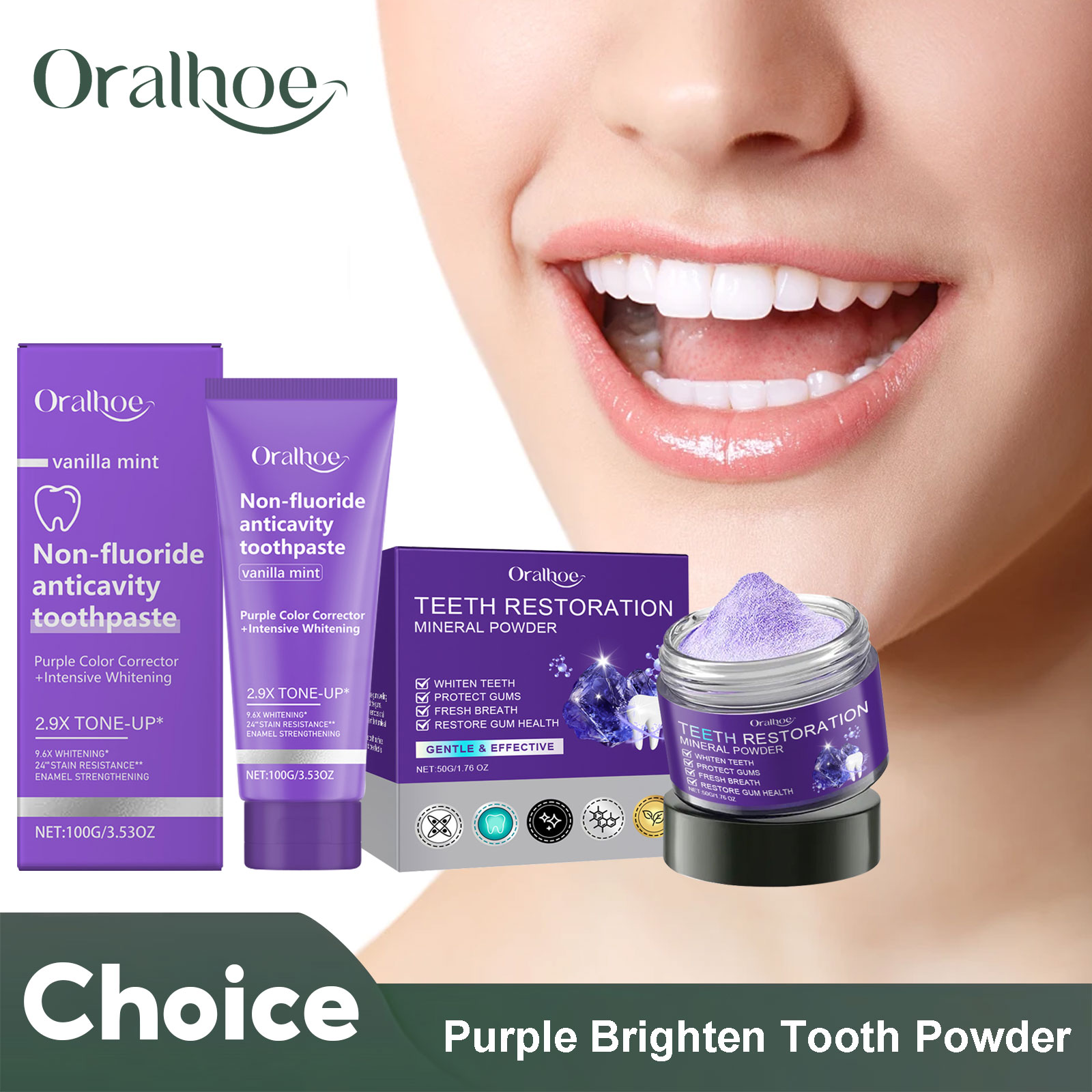 Teeth Whitening Vape - 歯の修復ミネラルパウダー,歯のホワイトニング,汚れの除去,口腔洗浄,新鮮な息,臭いの改善,紫色の漂白,歯磨き粉