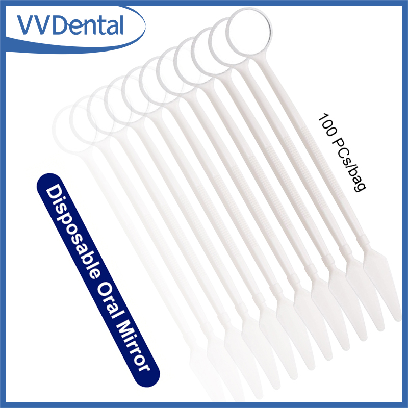 Teeth Whitening For Photos - 100 個プラスチック歯科口腔ミラー使い捨て口内写真ミラー歯科医ツール歯のホワイトニング試験反射鏡器具