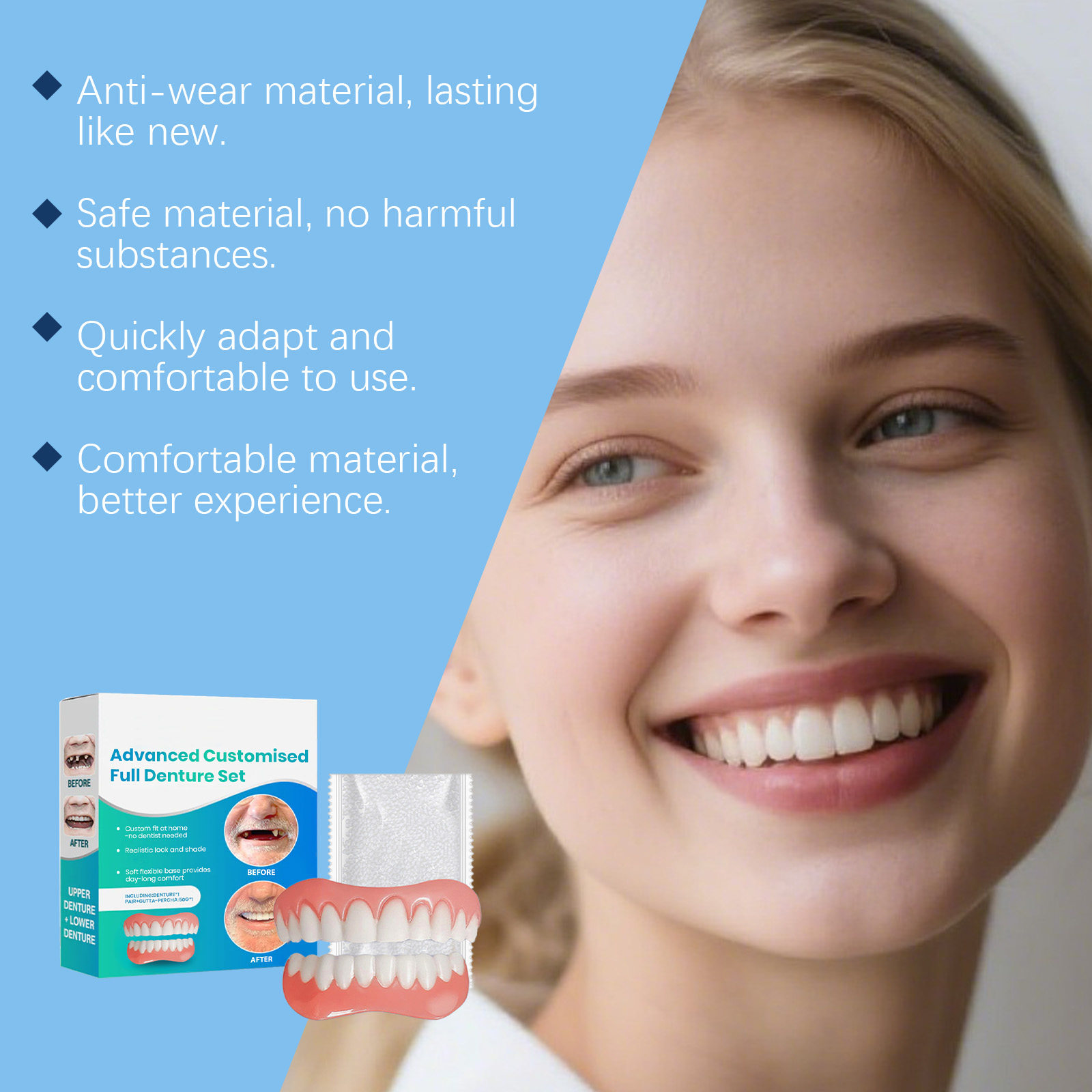 トレンディな快適フレキシブル義歯シリコンキット、隙間埋め、歯 - Teeth Whitening Vape のレビューと価格