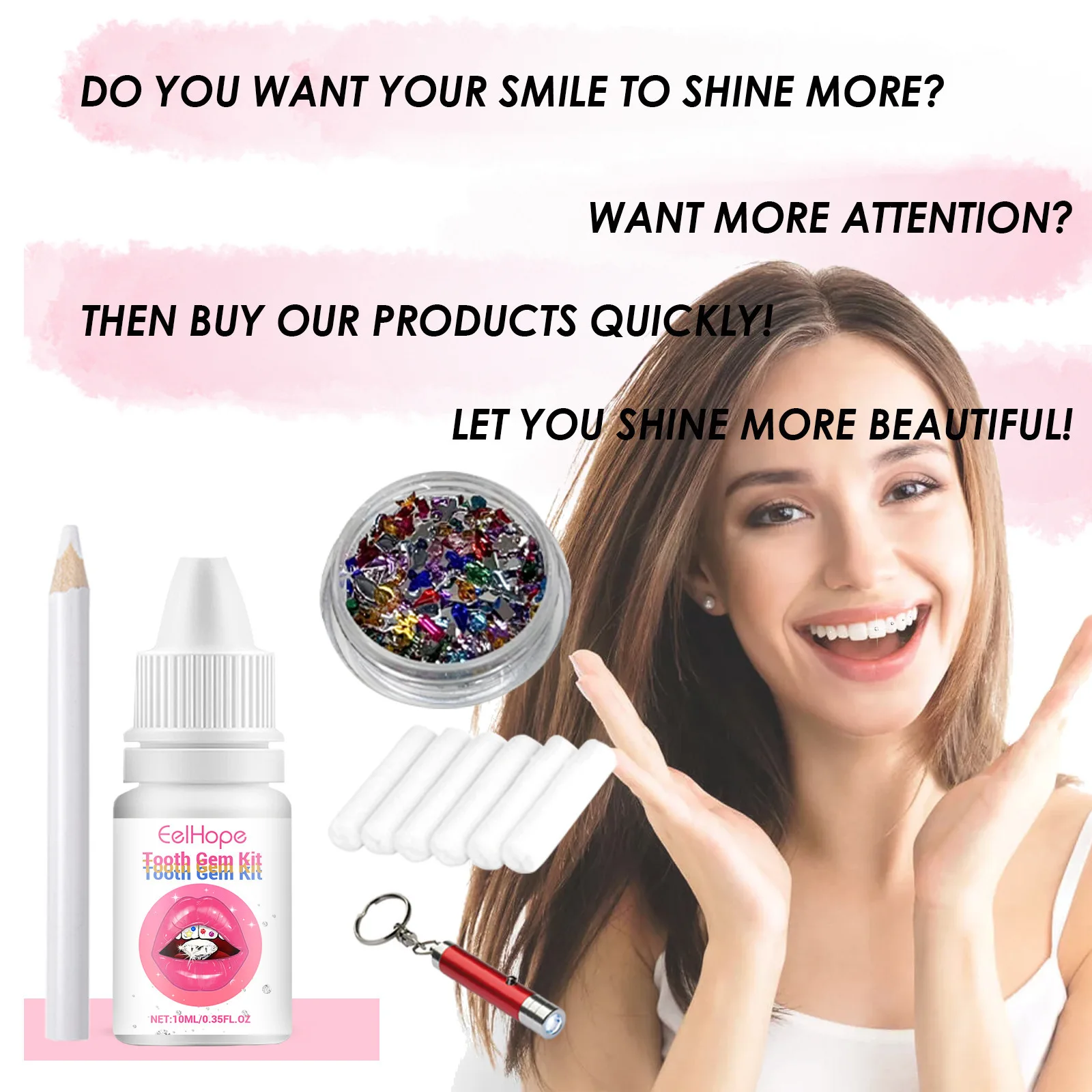 歯用ジュエリーキット DIY クリアプレシャスストーンデコレ - Teeth Whitening Usa のレビューと価格